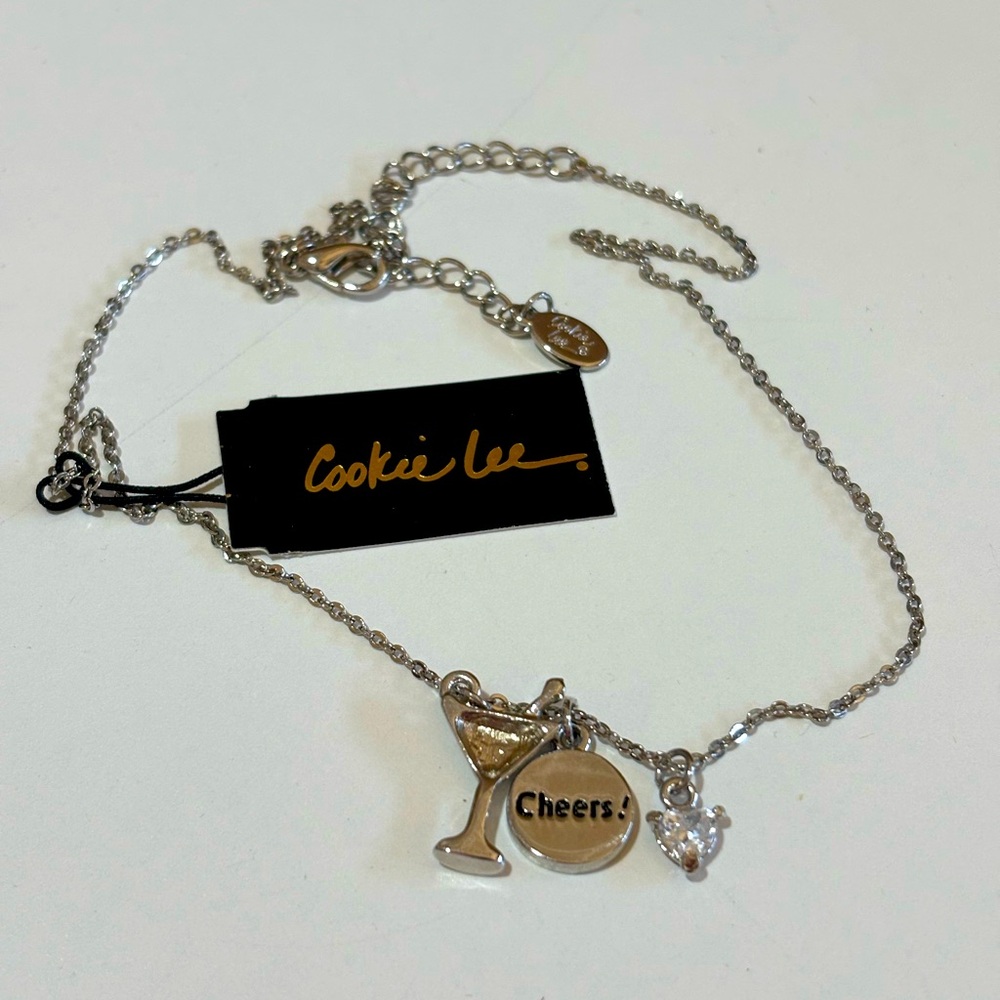 COOKIE LEE Martini Glass Necklace “Cheers”